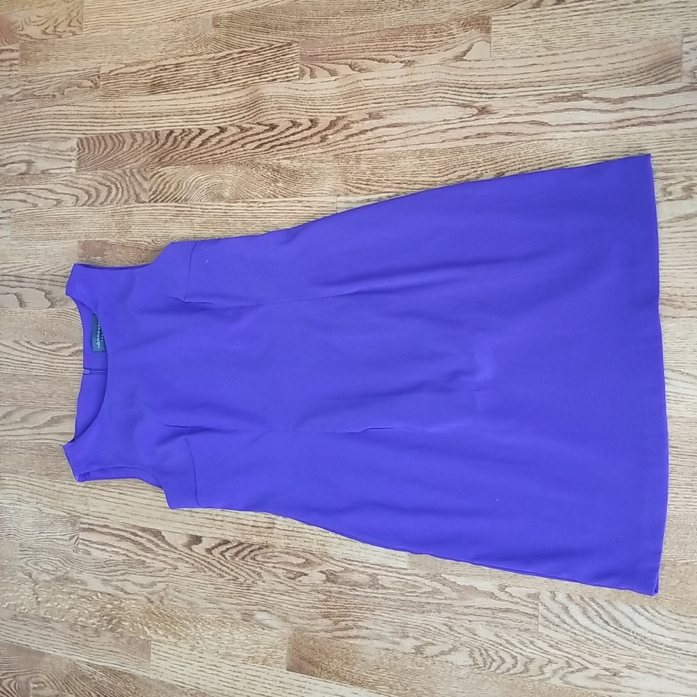 (12) Connected Apparel Deep Violet Fitted Dress Beautiful Solid Color Minimalist